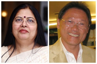 (左起) 美國(guó)寶石學(xué)協(xié)會(huì)（GIA) 印度及中東分會(huì)常務(wù)董事 Nirupa Bhatt 及國(guó)際珠寶首飾聯(lián)合會(huì)（CIBJO) 董事并泰國(guó)珠寶商協(xié)會(huì)（TGJTA) 顧問 Vichian Veerasaksri
